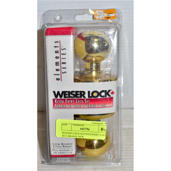 WEISER LOCK KEYED ENTRY LOCK SET, BRAND NEW