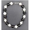 Image 1 : #149 FRESH WATER PEARL& BLACK AGATE BRACELET