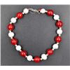 Image 1 : #143- FRESH WATER PEARL& RED JADE  BRACELET