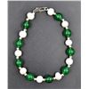 Image 1 : #139- FRESH WATER PEARL& GREEN EMERALD  BRACELET