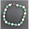 Image 1 : #138- FRESH WATER PEARL& GREEN JADE  BRACELET