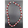 Image 1 : #134- FRESH WATER PEARL& RED JADE  NECKLACE