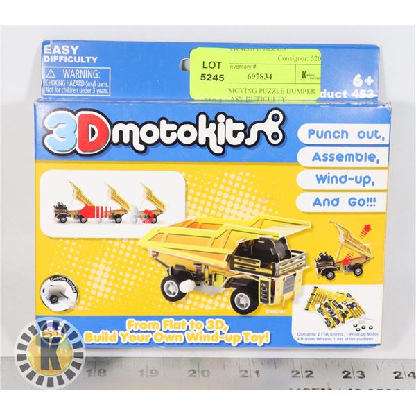 NEW 3D MOVING PUZZLE DUMPER TRUCK EASY DIFFICULTY