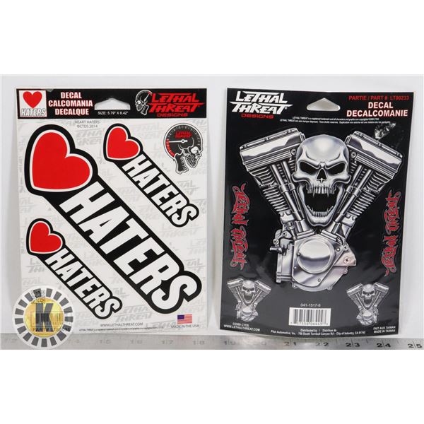 NEW MOTOR HEAD SKULL AND LOVE HATERS DECALS