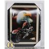 NEW MOTORCYCLE EAGLE HOLOGRAPHIC FRAMED PICTURE