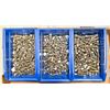 FLAT OF BOLTS & 3 LARGE STORAGE BINS