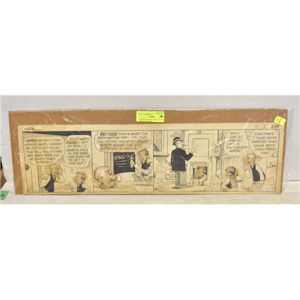 1958 PEN AND INK COMIC STRIP ART - RURAL DELIVERY