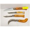Image 1 : LOT OF 4 VINTAGE  OPINEL WOOD HANDLE KNIFES