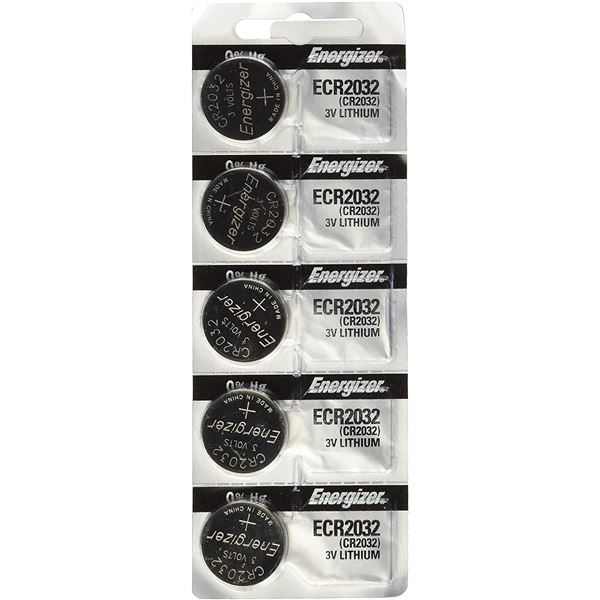 PACK OF 5 ENERGIZER CR2032 LITHIUM 3V BATTERIES