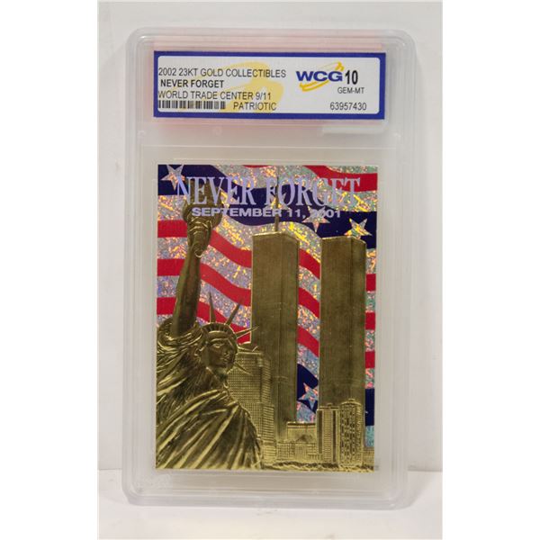 23 KARAT GOLD FOIL NEVER FORGET 911 CARD