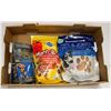 LOT OF ASSORTED DOG FOOD, TREATS & DENTAL STICKS