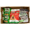 LOT OF ASSORTED DOG FOOD, TREATS & DENTAL STICKS