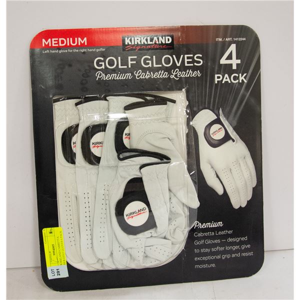 NEW KIRKLAND CABRETTA LEATHER GOLF GLOVES 4 PACK