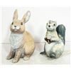 Image 1 : HEAVY RABBIT + SQUIRREL GARDEN ORNAMENTS 10" HIGH