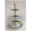Image 1 : 3 TIER CHROME VINTAGE MID CENTURY SERVING TRAY