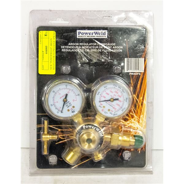 NEW  POWERWELD  ARGON REGULATOR FLOWGAUGE #PWAGF