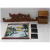 Image 1 : TRAY LOT OF WOOD GOOD FORTUNE ITEMS