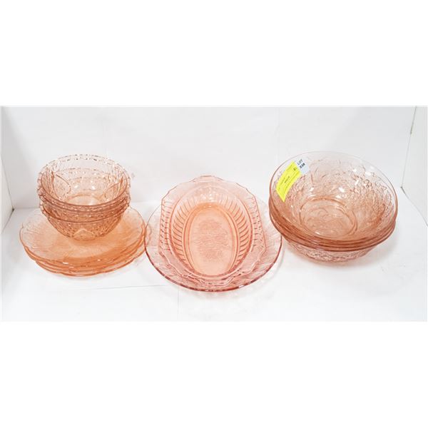 LOT OF DEPRESSION GLASS DISHES