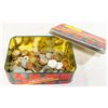 Image 1 : OLD TIN FILLED WITH VARIOUS WORLD COINS