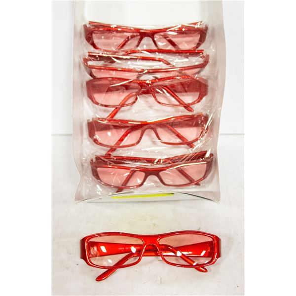 6 PAIRS RED DESIGNER SUNGLASSES