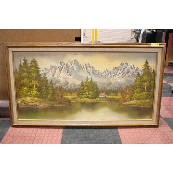 VINTAGE OAK FRAMED OIL ON CANVAS