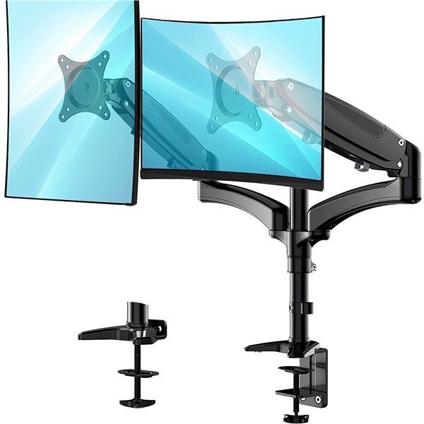 NEW HUANUO DUAL MONITOR GAS SPRING DESK MOUNT FOR