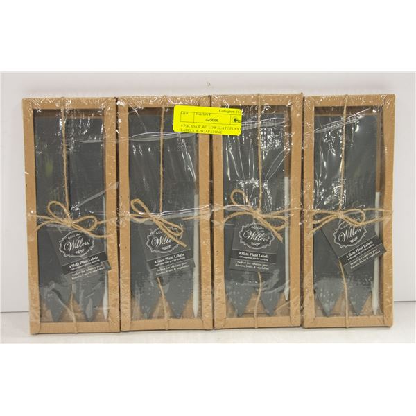 4 PACKS OF WILLOW SLATE PLANT LABELS W. SOAP STONE