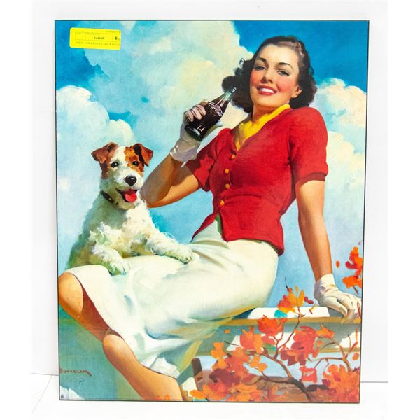 16" X 20" COCA-COLA LADY WITH DOG