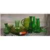 Image 1 : LARGE LOT OF GREEN GLASS VASES AND MORE