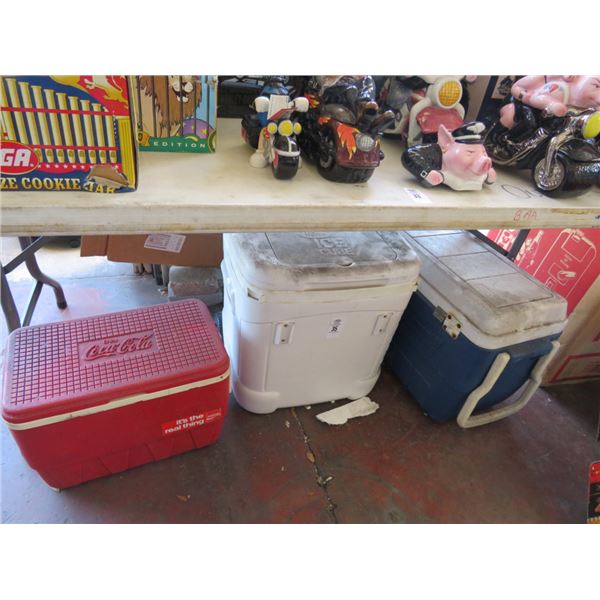 3-Igloo, Coleman, Coca Cola Coolers - 3 X $