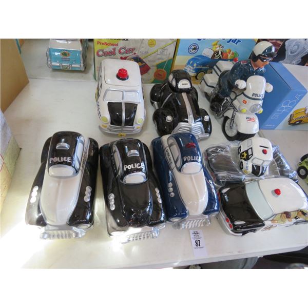 7-Police Cars/Motorcycle Cookie Jars - 7 X $