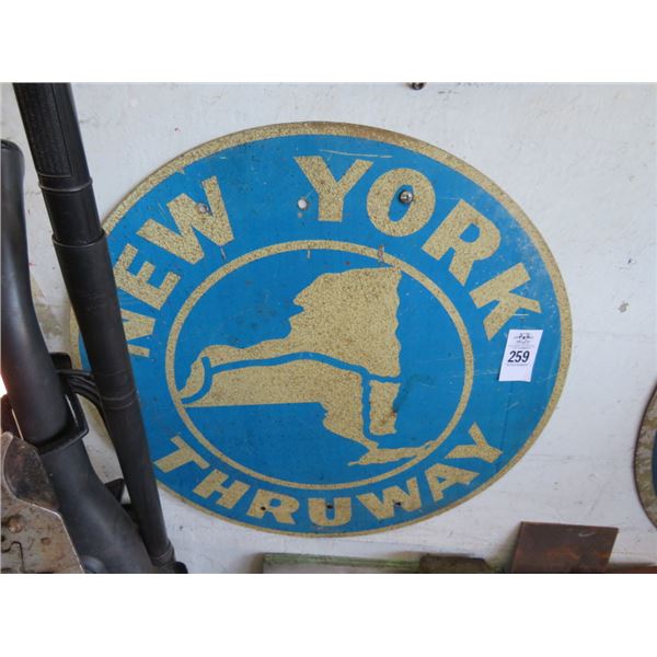 New York Thruway Round Metal Sign