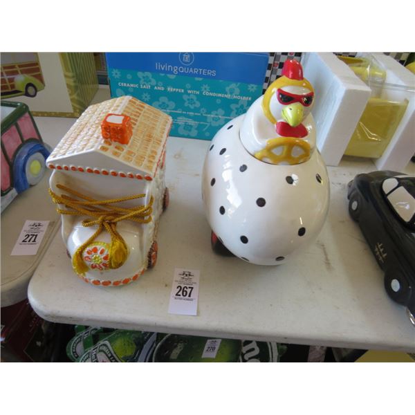 2-Shoe/Rooster Cookie Jars - 2 X $