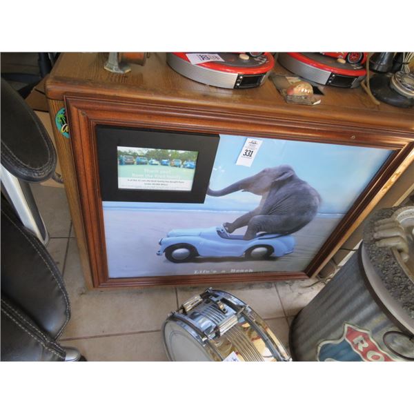 Lifes A Beach Framed Elephant Rider Car Photo
