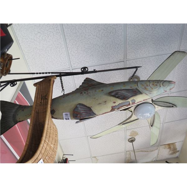 Metal Hanging Fish w/Ornate Wall Hanger