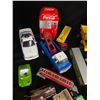 Image 2 : Large Box Lot of  Vintage Collectible Toys Including Dump Trucks, Mixers, Police Cars, Etc.