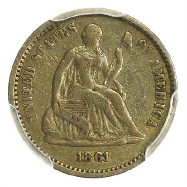 1861/0 Seated Liberty Half Dime PCGS VF-30