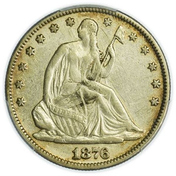 1876 Seated Liberty Half Dollar PCGS Genuine Scratch XF Detail