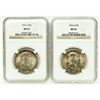 Image 1 : Group of 2 Franklin Half Dollars 1953-S and 1954-S NGC MS-65