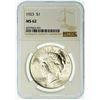 Image 2 : 1923 Peace Dollar NGC MS-62
