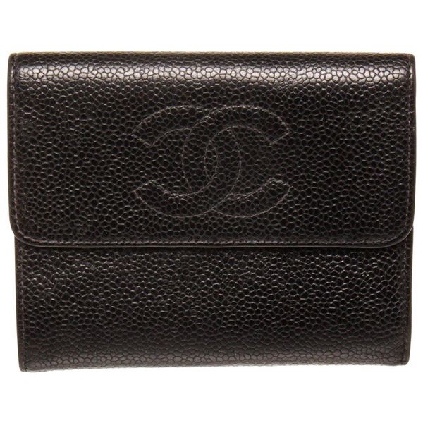 Chanel Black Caviar Leather Travel Line Wallet