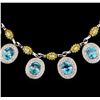 Image 1 : 42.82 ctw Blue Zircon and Diamond Necklace - 14-18KT White And Yellow Gold