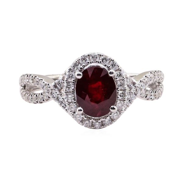 1.17 ctw Ruby and Diamond Ring - 14KT White Gold