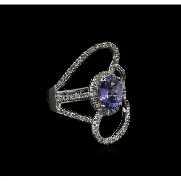 1.50 ctw Tanzanite and Diamond Ring - 14KT White Gold