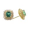 Image 2 : 3.71 ctw Emerald and Diamond Earrings - 18KT Yellow Gold