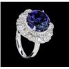Image 4 : 14.11 ctw Round Brilliant Tanzanite And Baguette Cut (Tapered) Diamond Ring - 18