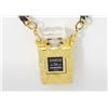 Image 2 : Chanel Black Leather Gold Woven Chain Perfume Bottle Pendant Necklace