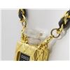 Image 4 : Chanel Black Leather Gold Woven Chain Perfume Bottle Pendant Necklace