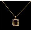 Image 1 : 3.71 ctw Ametrine and Diamond Pendant With Chain