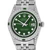 Image 1 : Rolex Mens Stainless Steel Green Diamond Lugs & Emerald Datejust Wristwatch
